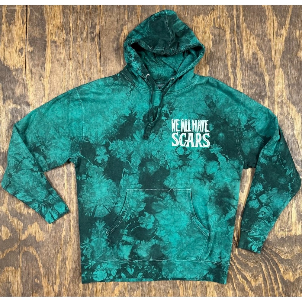 Assholes Live Forever We All Have Scars Hoodie XL Green Tie Dye Lion Graphic